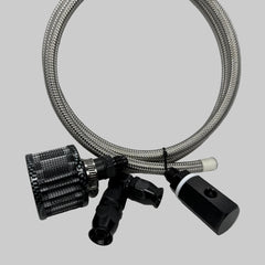 Complete Fuel Cell Vent Kit with Rollover Valve, Breather, and 6AN PTFE Braided Hose – E85-Compatible for Safe and Contaminant-Free Venting BK Racing
