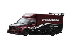 Create an image of a racing delivery truck