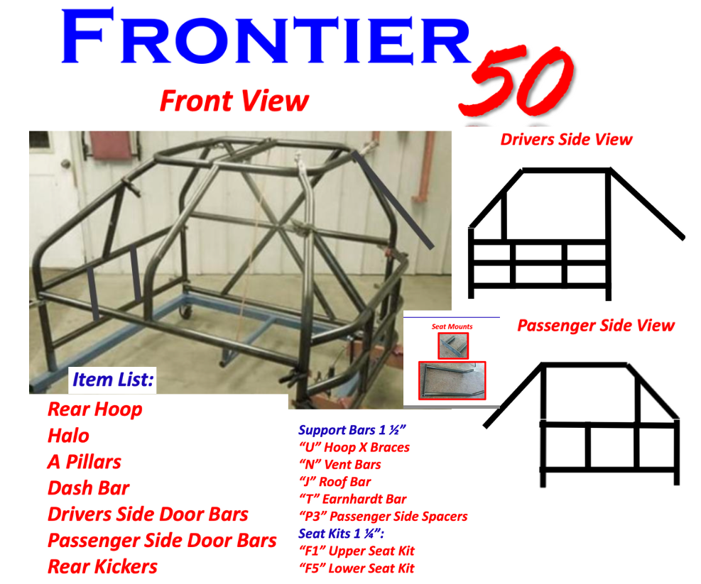 Frontier 50 Complete Roll Cage Kit for 4‑Cylinder Race Cars (Shipped)