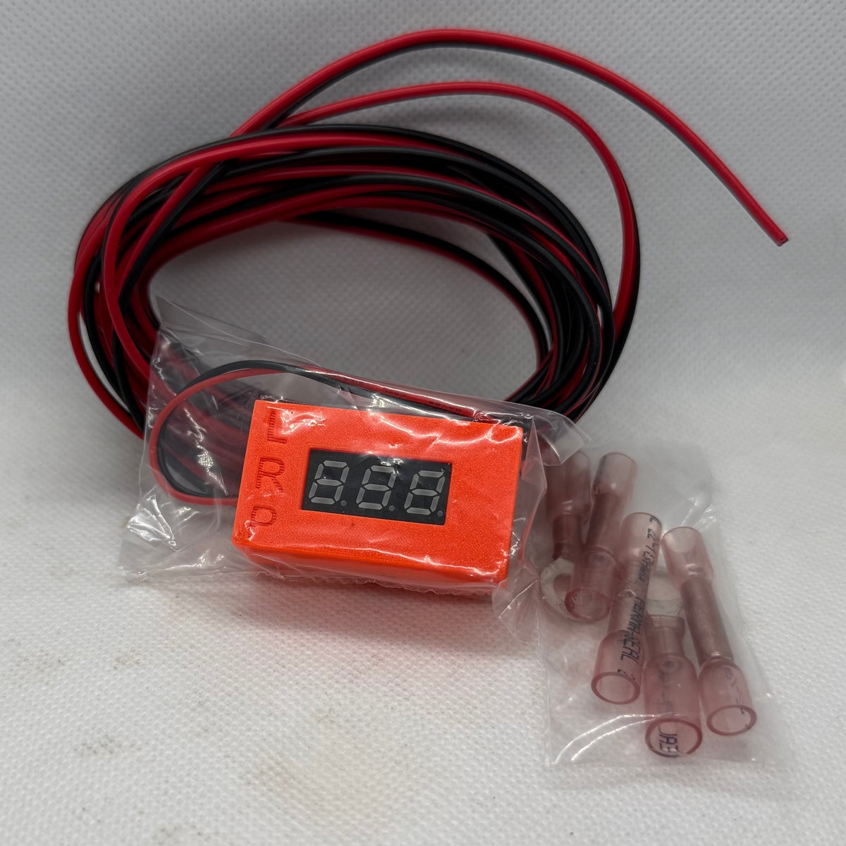 Orange Voltmeter Gauge – 8-18V Digital LED Voltage Meter for Car, Truck, Racing