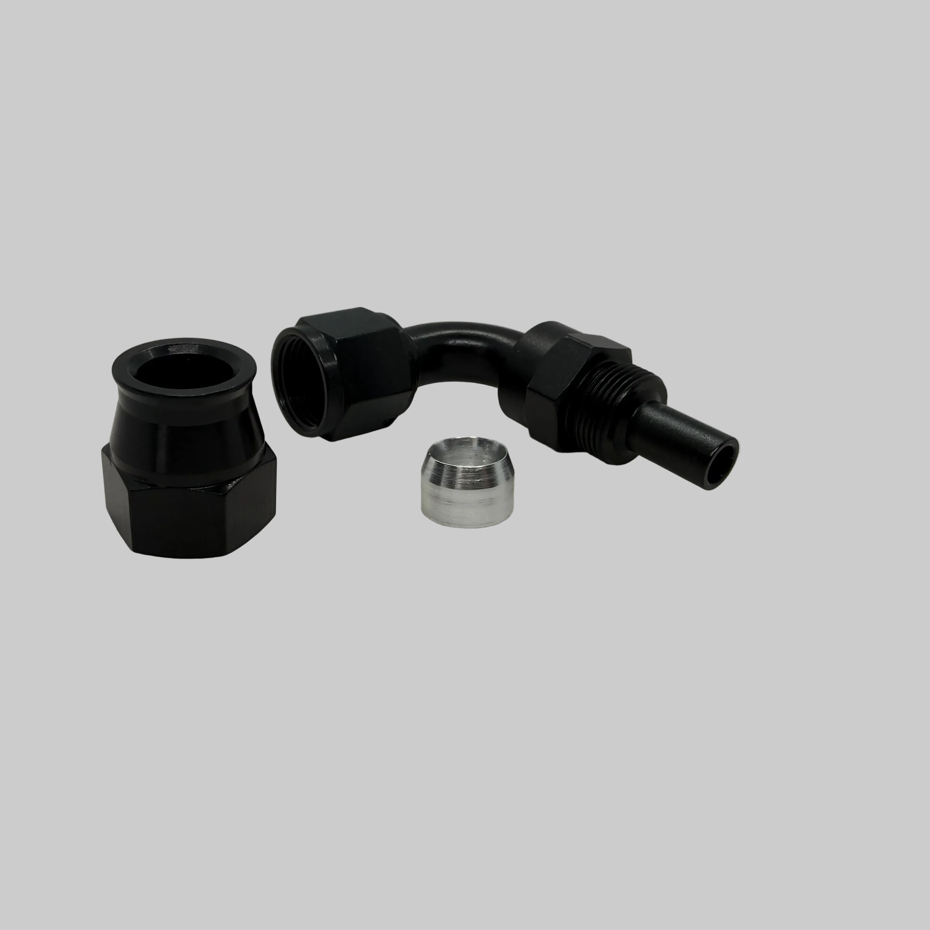 BK Racing AN-8 90° PTFE Swivel Hose End – High-Flow Elbow Fitting for Braided Lines