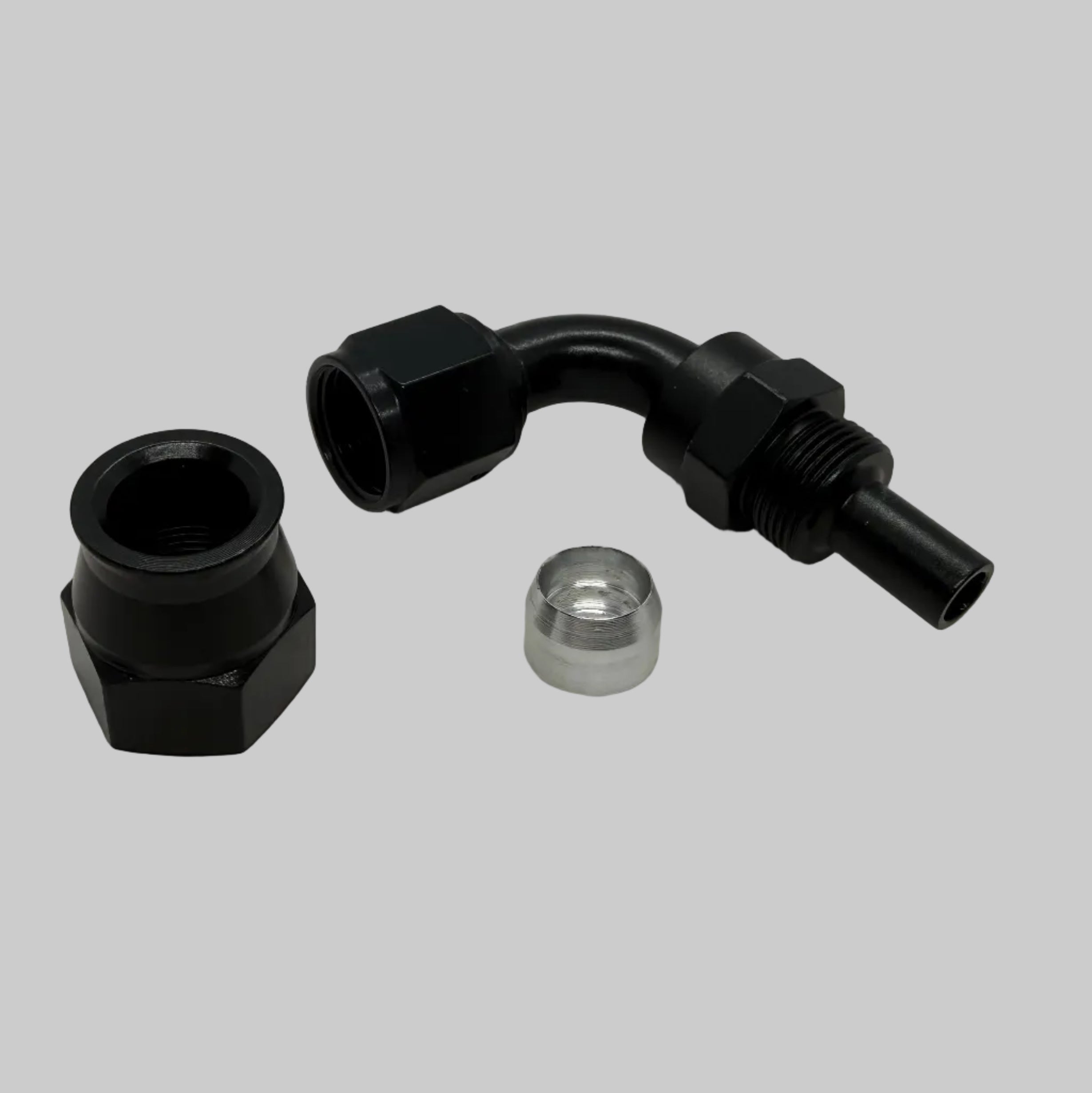 BK Racing AN-8 90° PTFE Swivel Hose End – High-Flow Elbow Fitting for Braided Lines