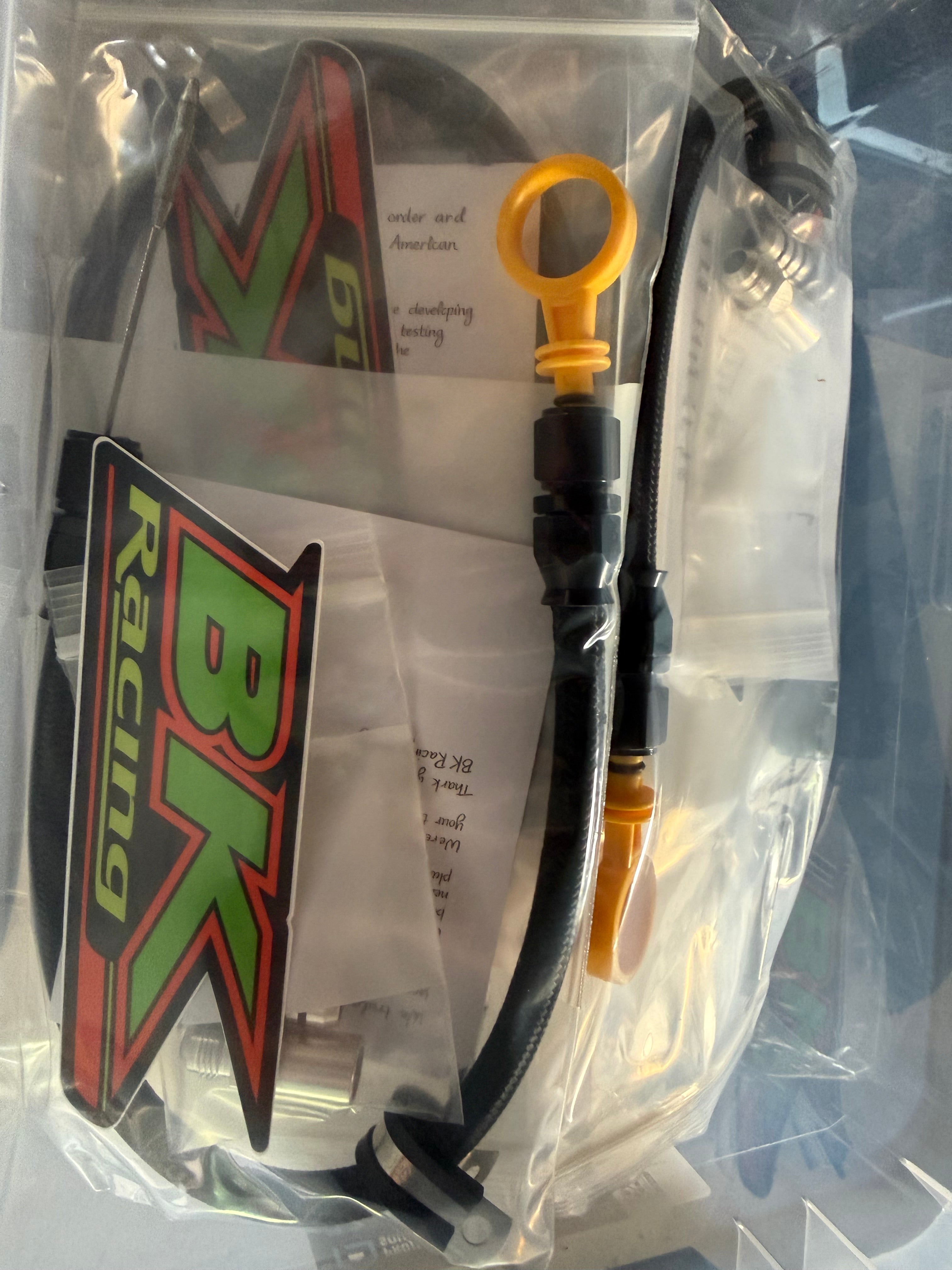 BK Racing Ecotec Flexible Braided Oil Dipstick & Tube Kit with Billet Fittings BK Racing BK Racing Ecotec Flexible Braided Oil Dipstick & Tube Kit with Billet Fittings